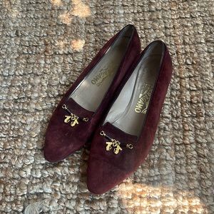 Salvatore Ferragamo Suede Kitten Heels with Charms
